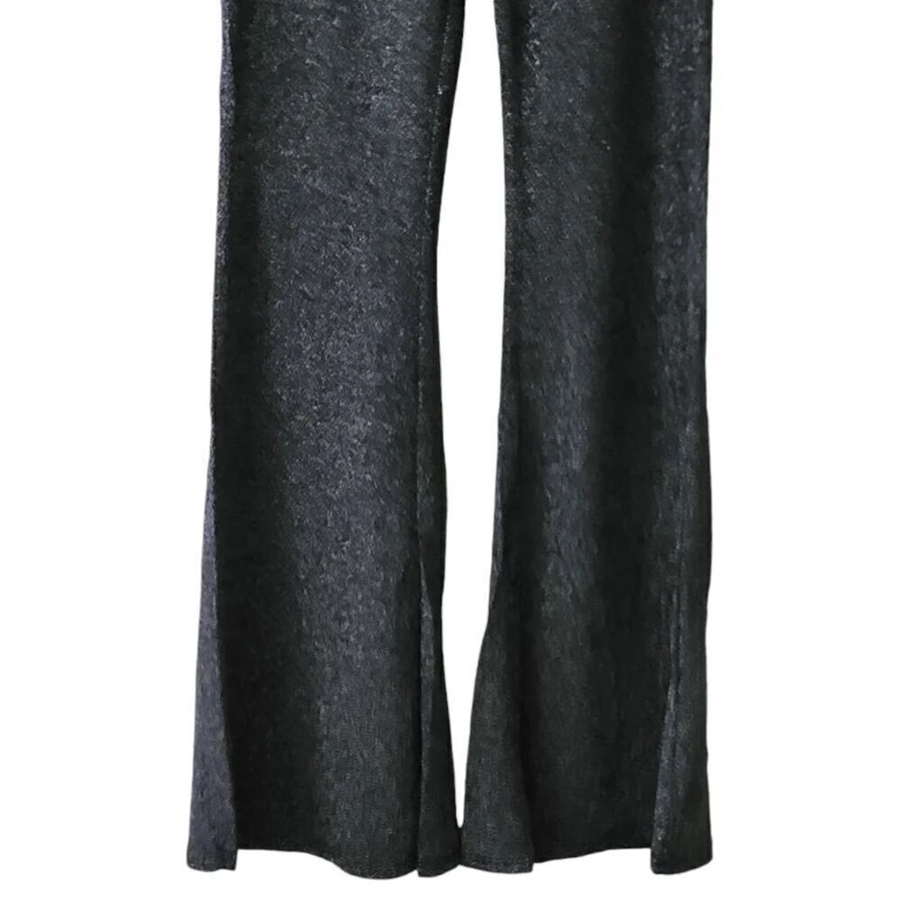 Lurex Flared Long Pants Bell Bottom Silver Gray Glitter Knit Jersey - Picture 11 of 13